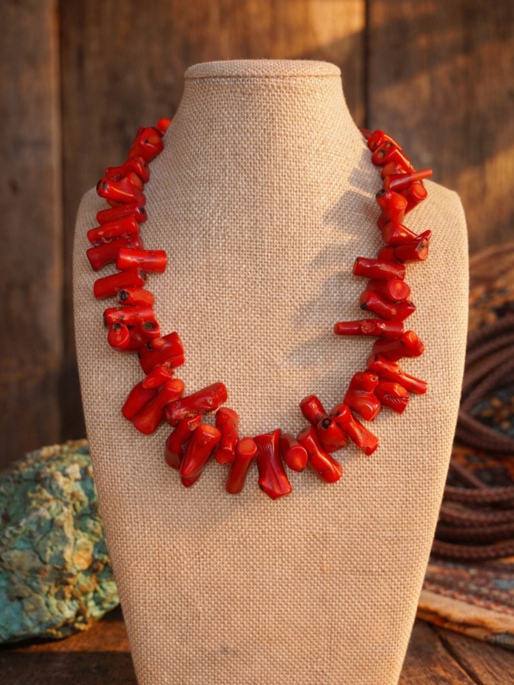 Coral Mediterranean Branch Necklace 18” | Southwestern Western Statement